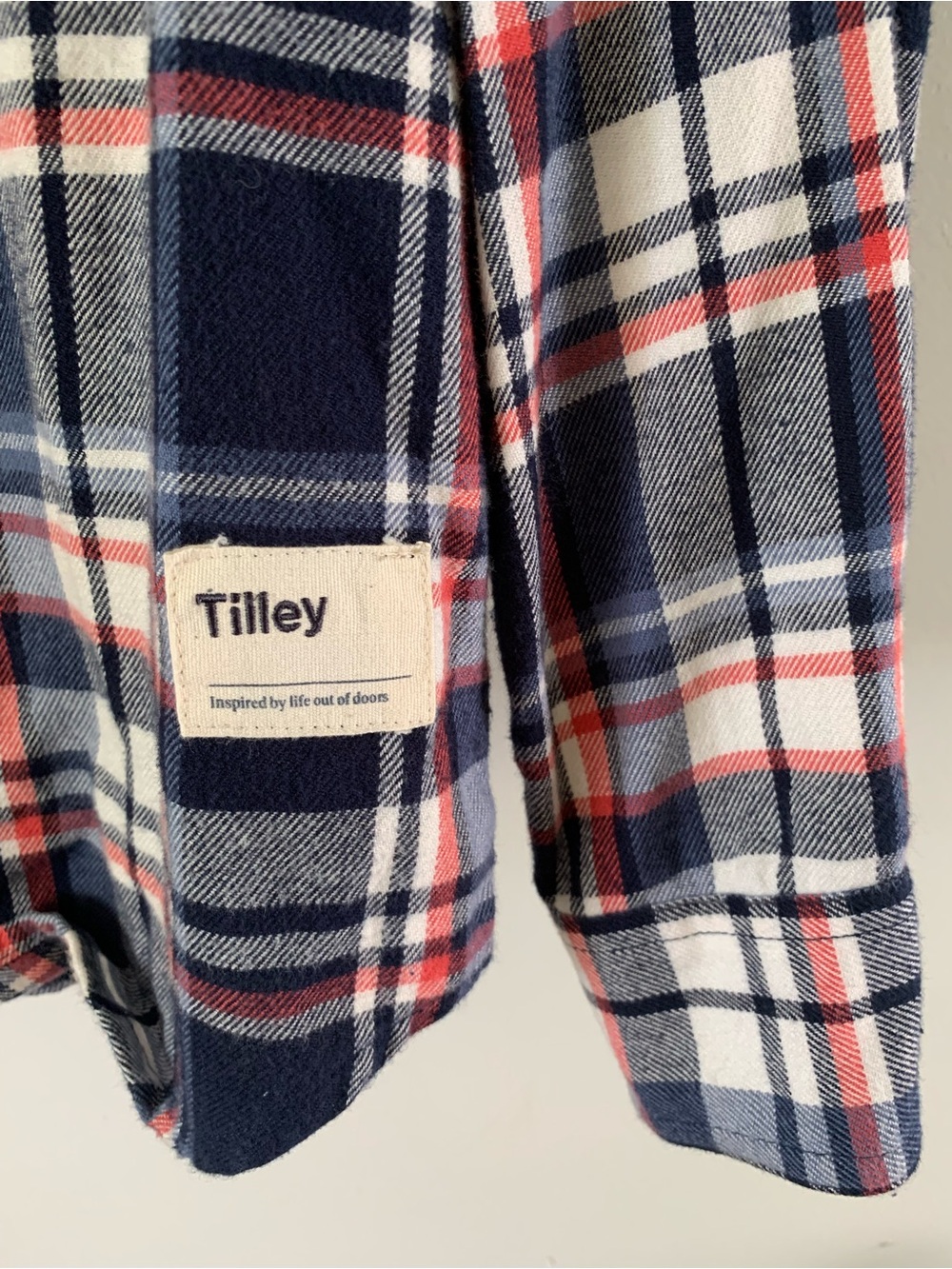 Tilley Women's Navy Red White Plaid Button-Down Shirt - Picture 2 of 5